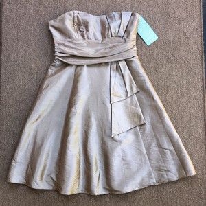 NWT London Style JCP strapless taffeta party prom formal dress gold dusk size 12